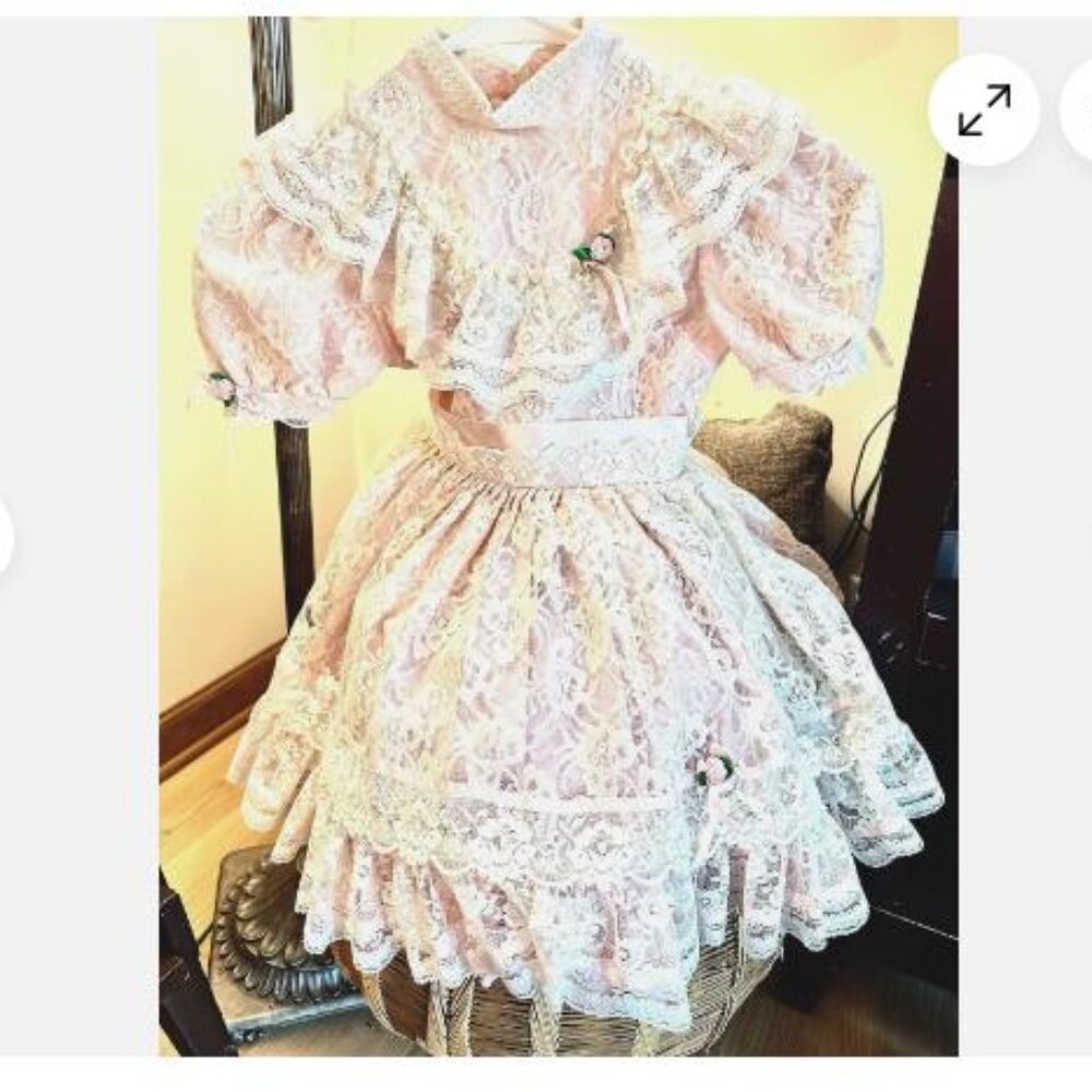 VTG Pazazz Pageant Dress Sz 6 Full Circle Party Frilly Lace Layered Ruffles Pink